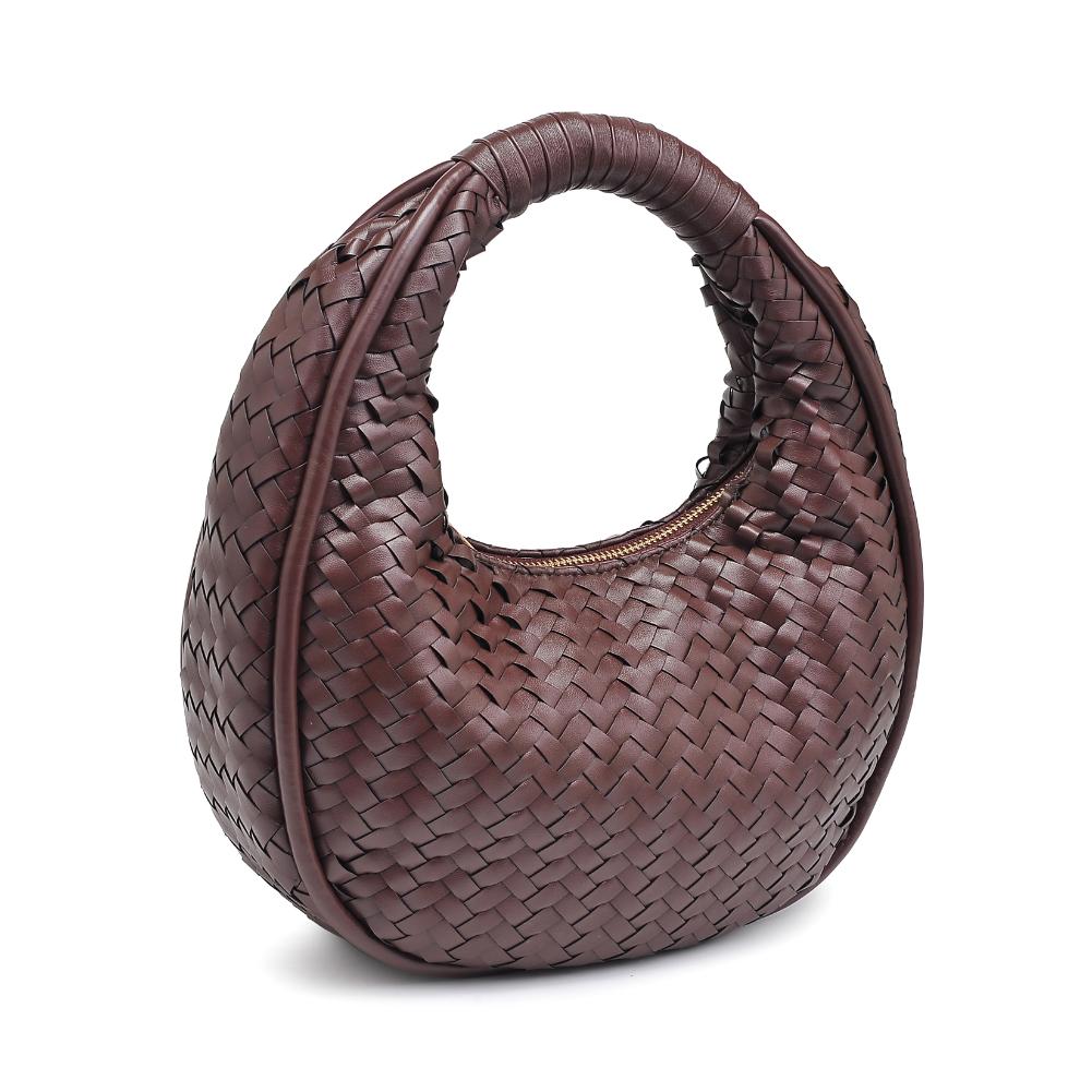 Woman wearing Chocolate Moda Luxe Cassidy Clutch 842017136330 View 6 | Chocolate