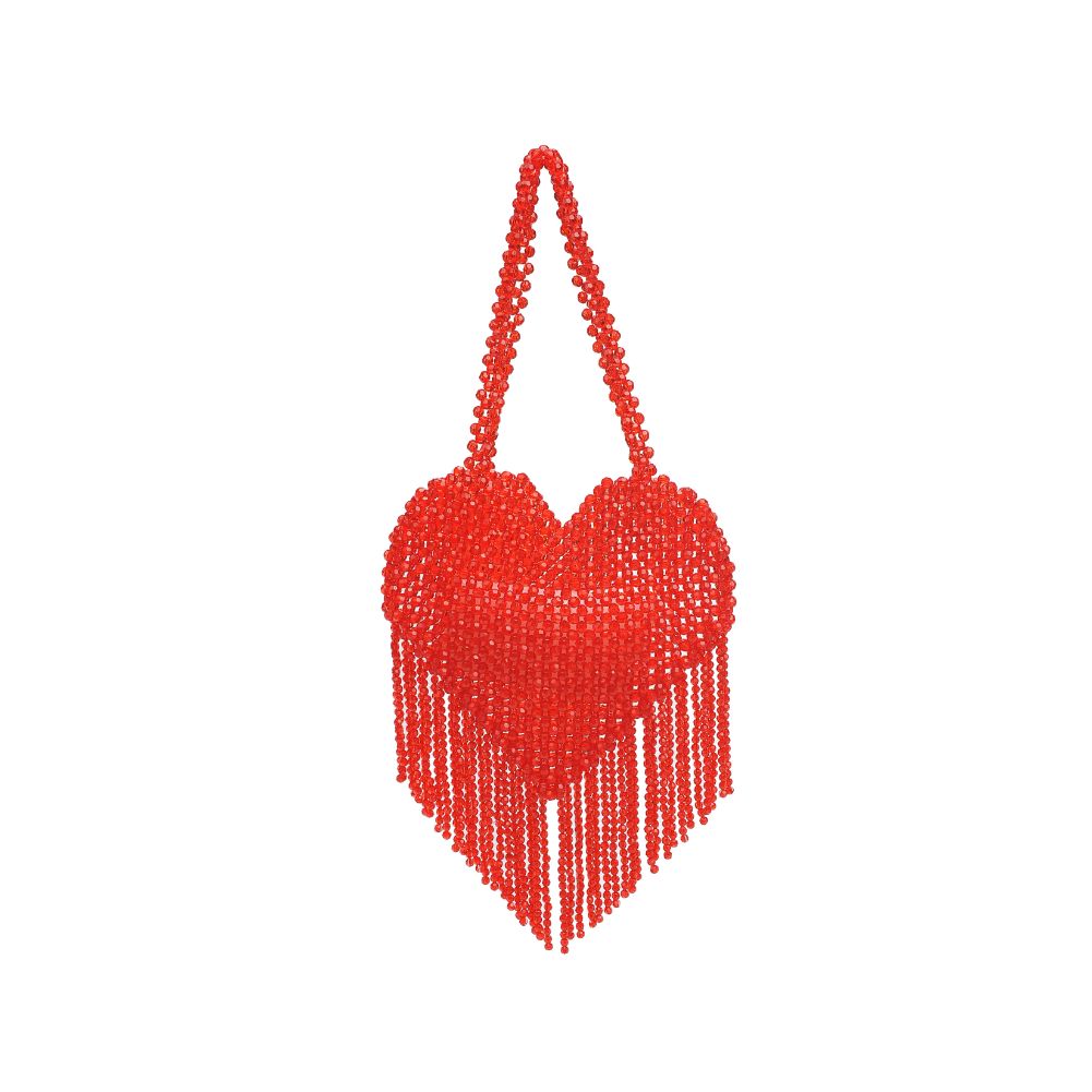 Woman wearing Red Moda Luxe Valeria Evening Bag 842017133940 View 7 | Red