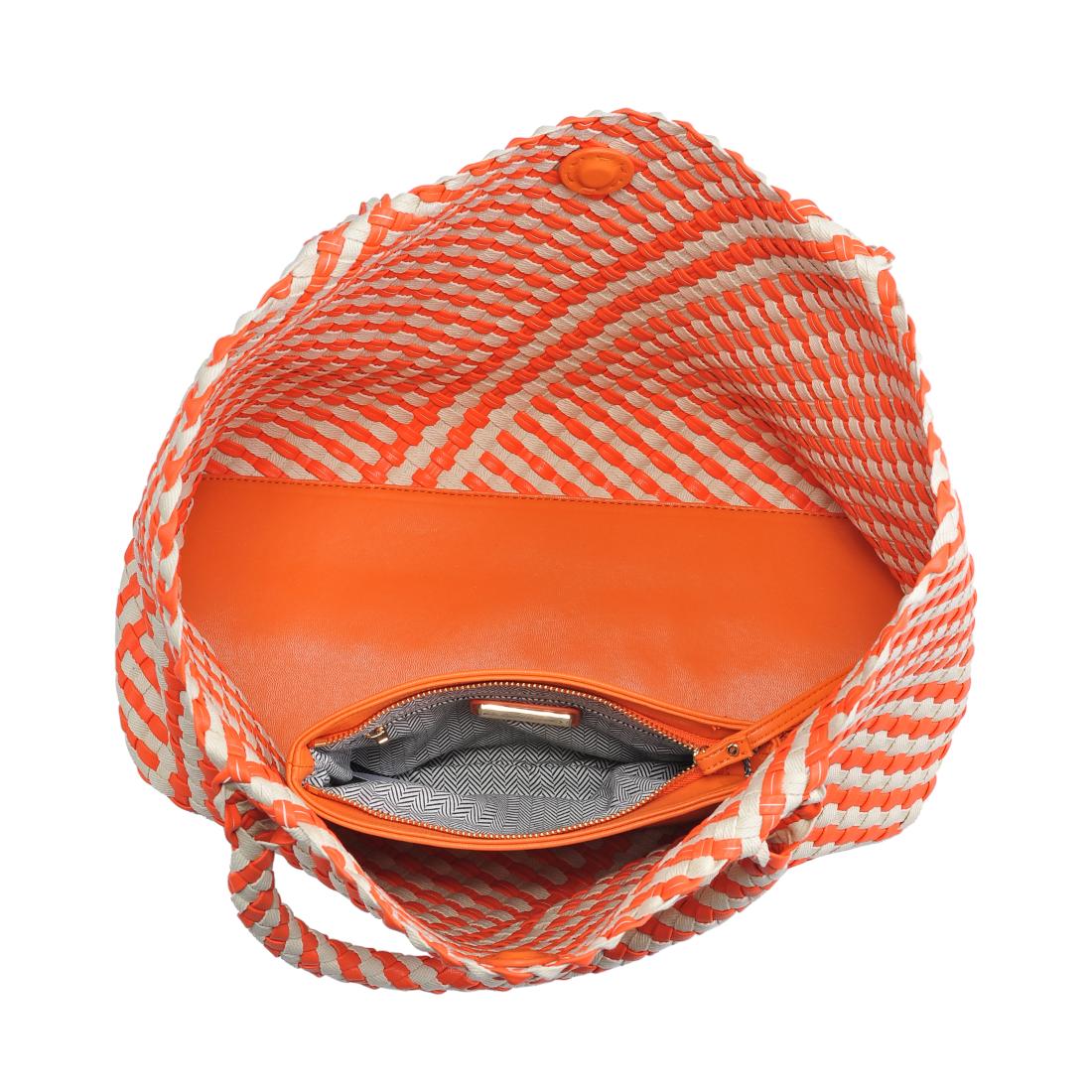 Woman wearing Orange Ivory Moda Luxe Solana - Mixed Material Tote 842017138600 View 9 | Orange Ivory
