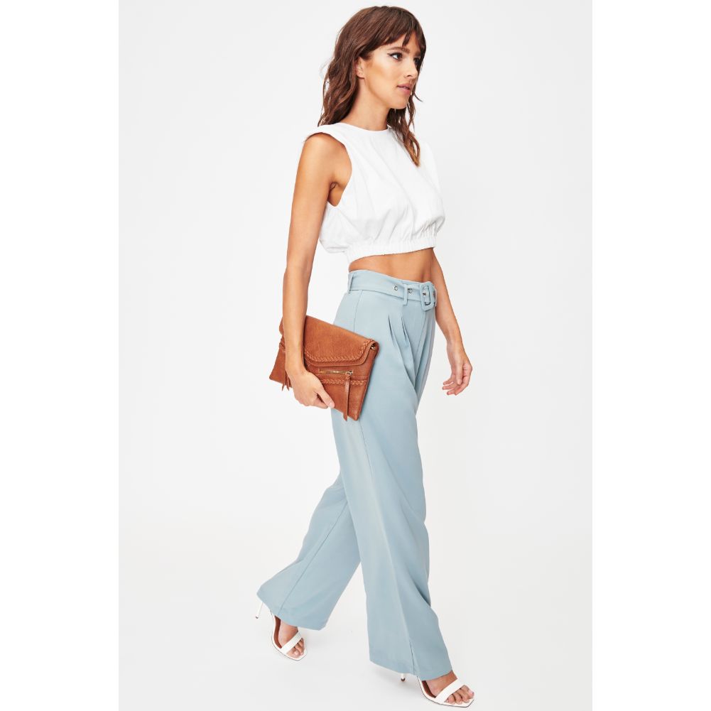 Woman wearing Cognac Moda Luxe Laurel Crossbody 842017128106 View 4 | Cognac