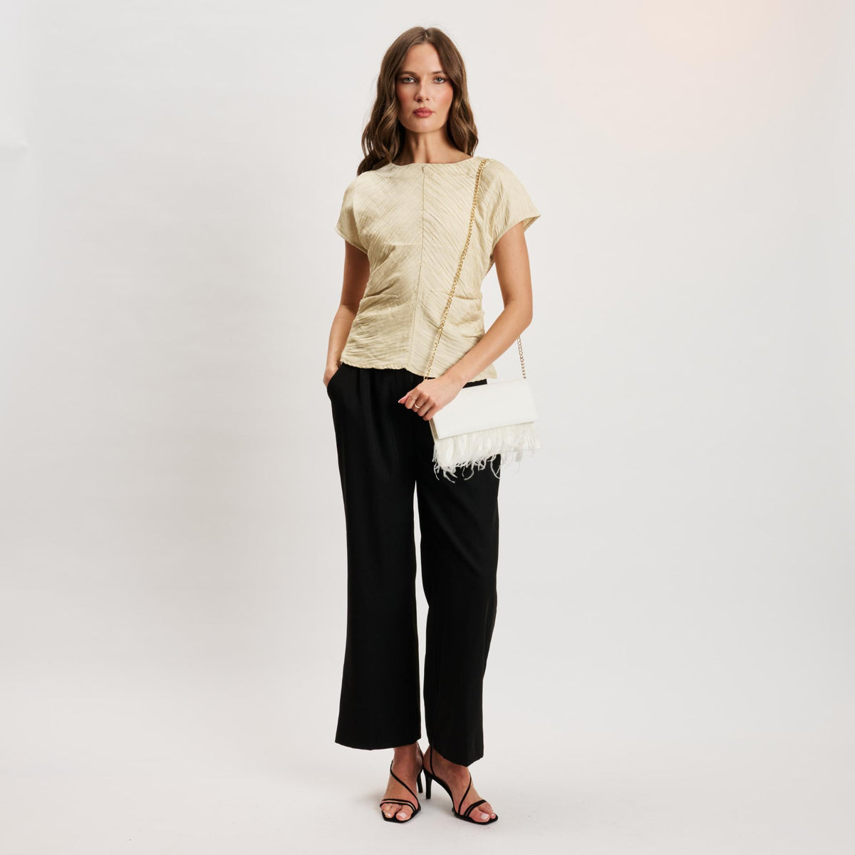 Woman wearing White Moda Luxe Everlee Clutch 842017131120 View 3 | White