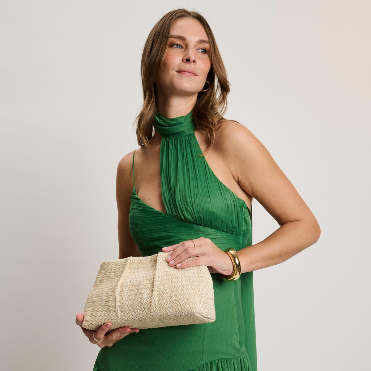 Woman wearing Cream Moda Luxe Breeze Clutch 842017141365 View 3 | Cream