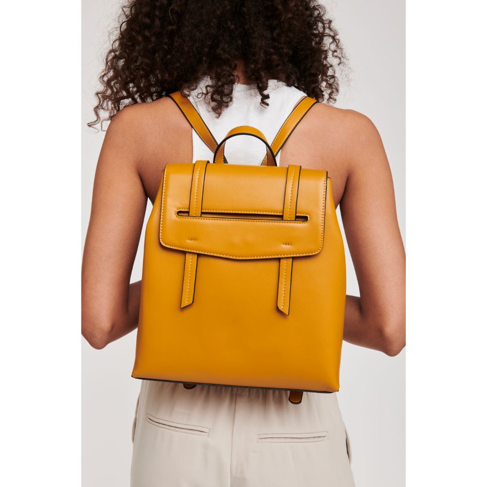 Woman wearing Mustard Moda Luxe Parker Backpack 842017122388 View 1 | Mustard