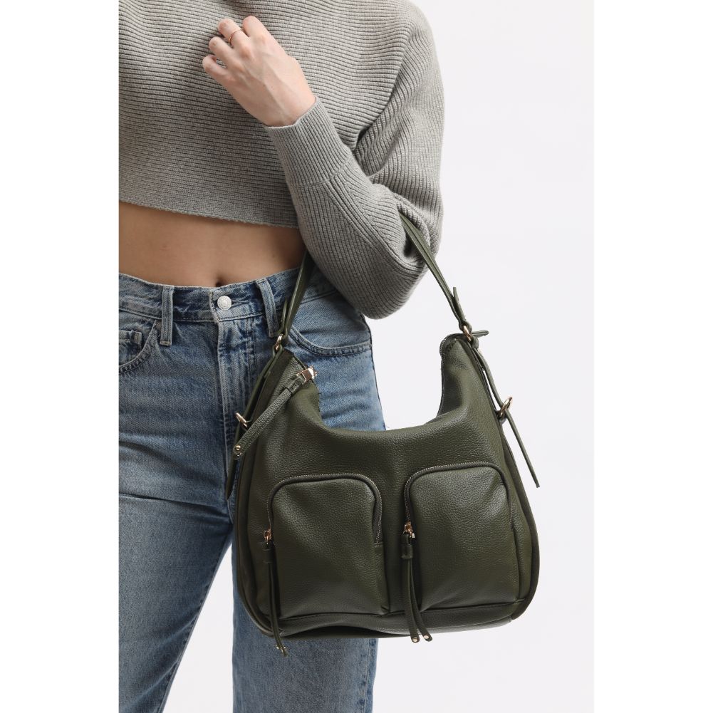 Woman wearing Olive Moda Luxe Marla Hobo 842017134046 View 4 | Olive