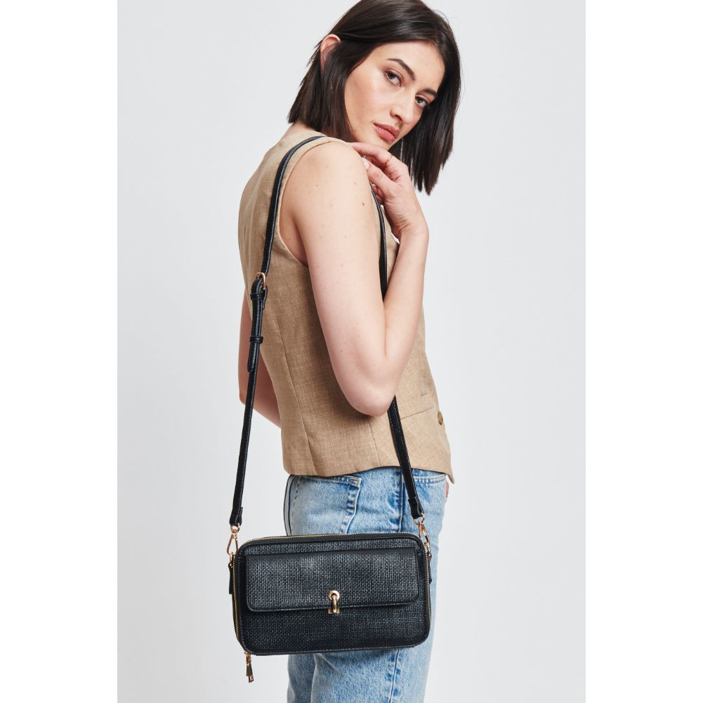 Woman wearing Black Moda Luxe Peggy Crossbody 842017131984 View 1 | Black