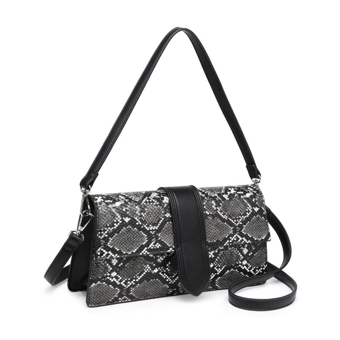 Product Image of Moda Luxe Violet Snake Print Crossbody 842017137733 View 2 | Black White