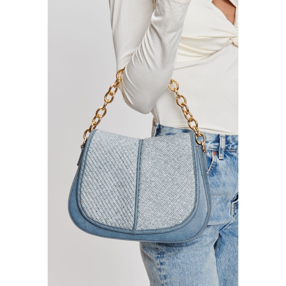 Woman wearing Denim Moda Luxe Nevelle Crossbody 842017131960 View 4 | Denim