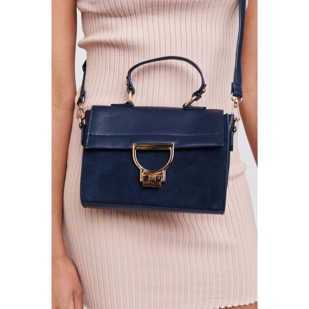 Woman wearing Midnight Moda Luxe Brynn Satchel 842017120803 View 2 | Midnight