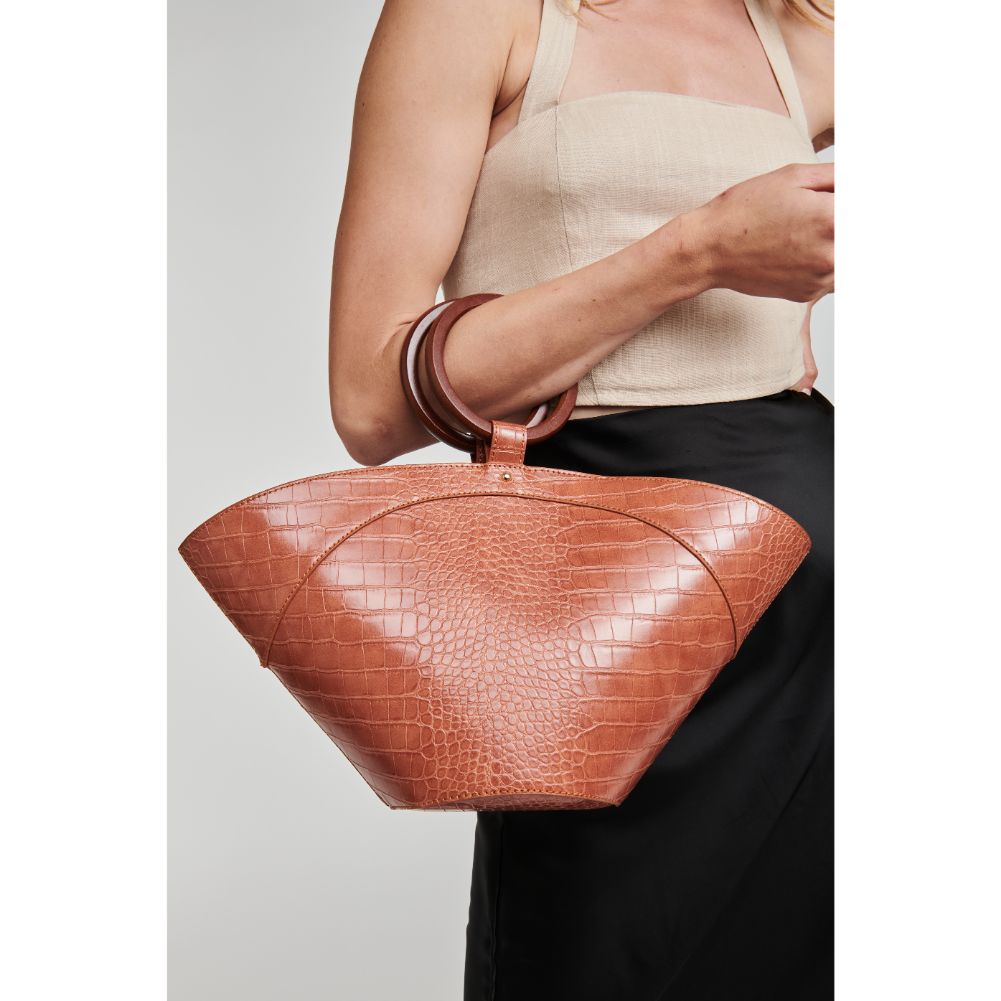 Woman wearing Tan Moda Luxe Delta Top Handle 842017125389 View 1 | Tan