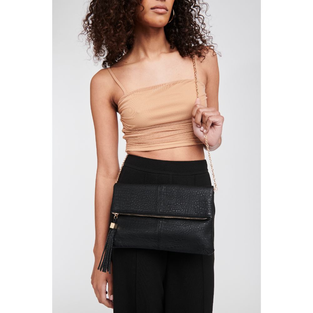 Woman wearing Black Moda Luxe Melodie Clutch 819248012481 View 1 | Black