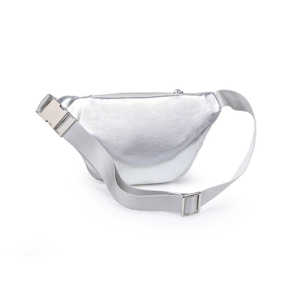 Woman wearing Silver Moda Luxe Ariana Belt Bag 842017133803 View 7 | Silver