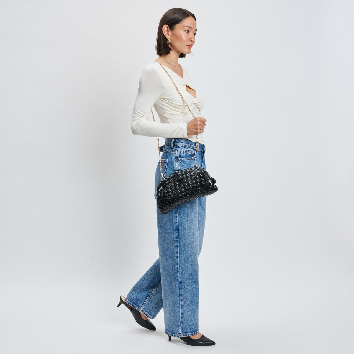 Woman wearing Black Moda Luxe GiGi Crossbody 842017139591 View 4 | Black