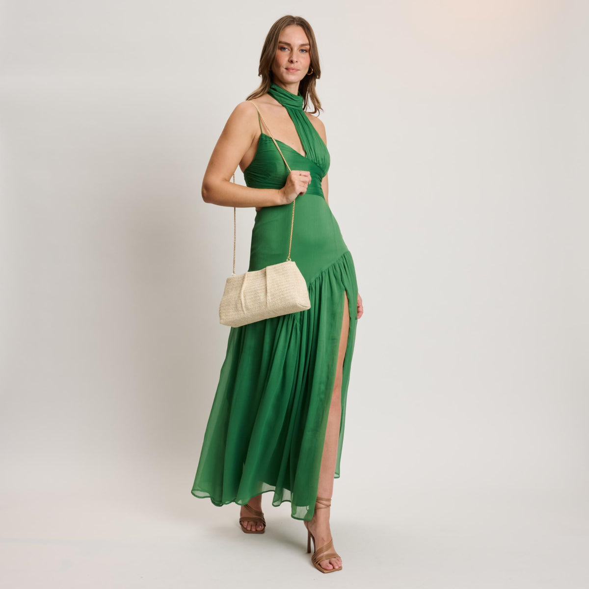 Woman wearing Cream Moda Luxe Breeze Clutch 842017141365 View 2 | Cream
