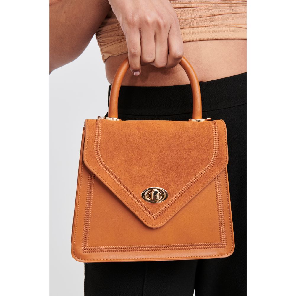 Woman wearing Tan Moda Luxe Marie Crossbody 842017121213 View 2 | Tan