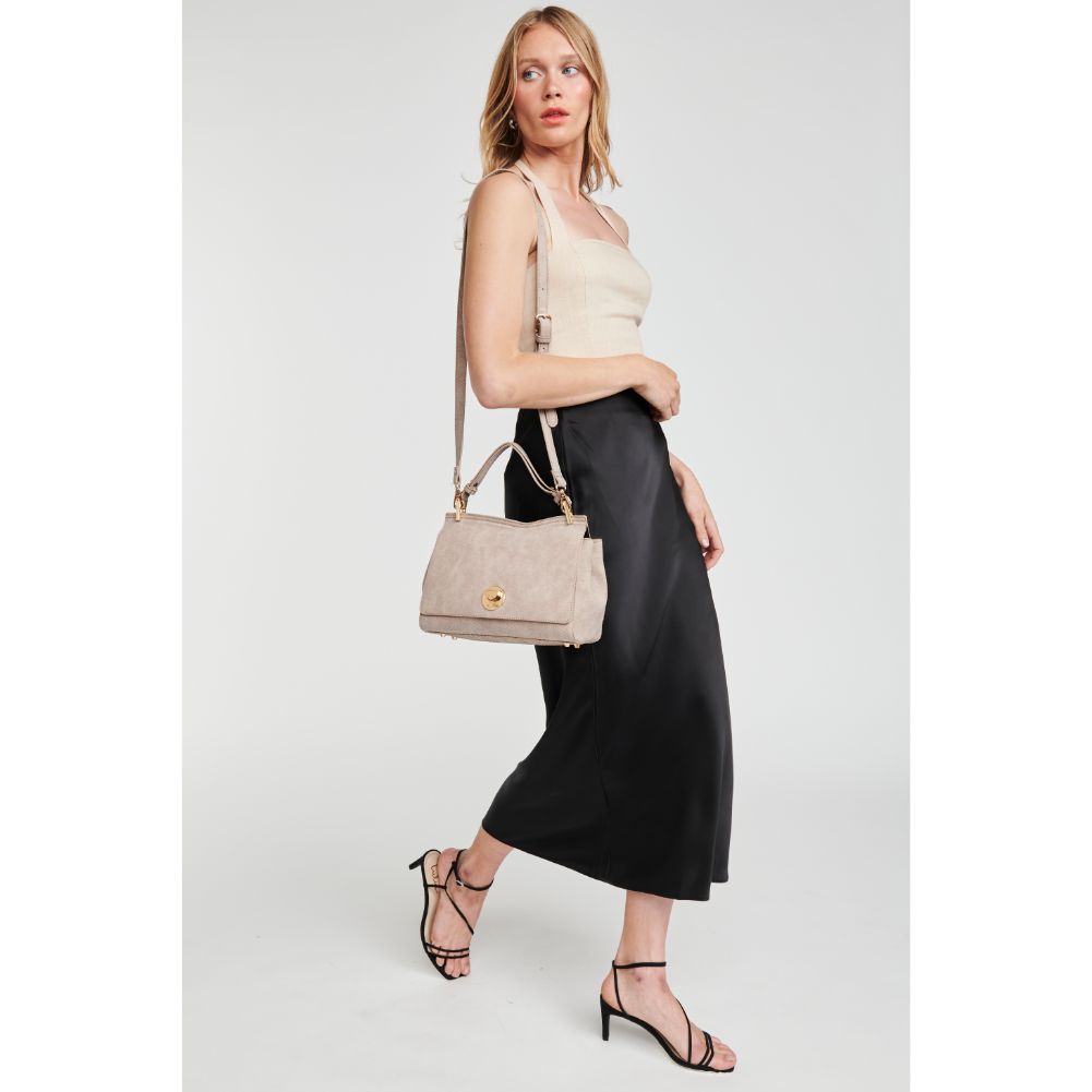 Woman wearing Nutmeg Moda Luxe Camila Snake Satchel 842017121640 View 3 | Nutmeg