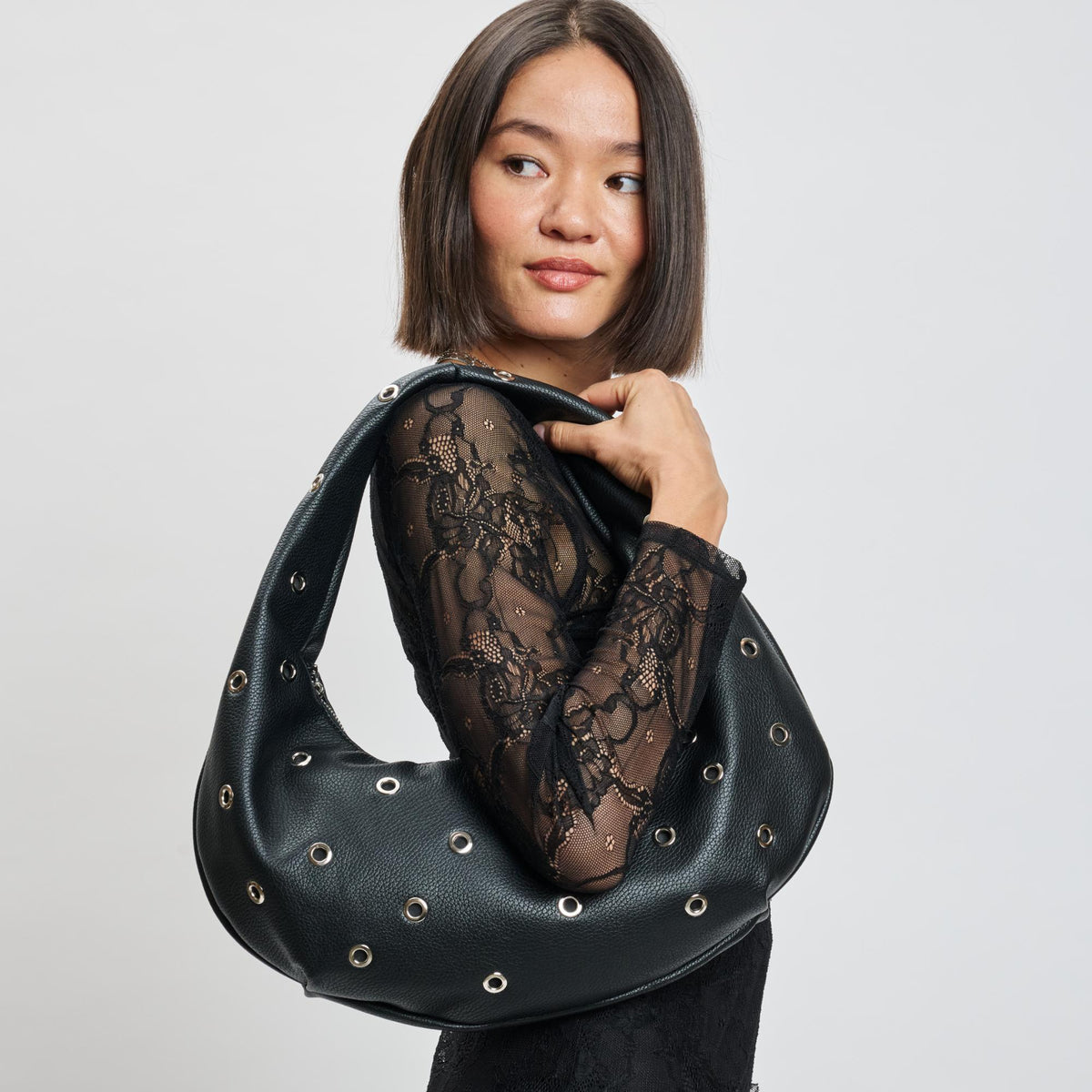 Woman wearing Black Moda Luxe Riot Shoulder Bag 842017139751 View 1 | Black