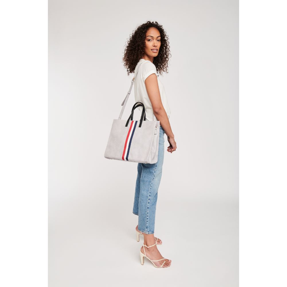 Woman wearing Dove Grey Moda Luxe Julian Tote 842017118480 View 3 | Dove Grey
