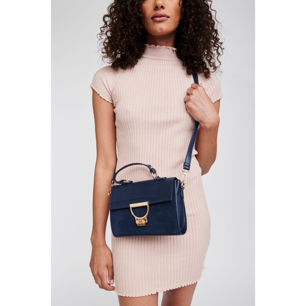 Woman wearing Midnight Moda Luxe Brynn Satchel 842017120803 View 1 | Midnight