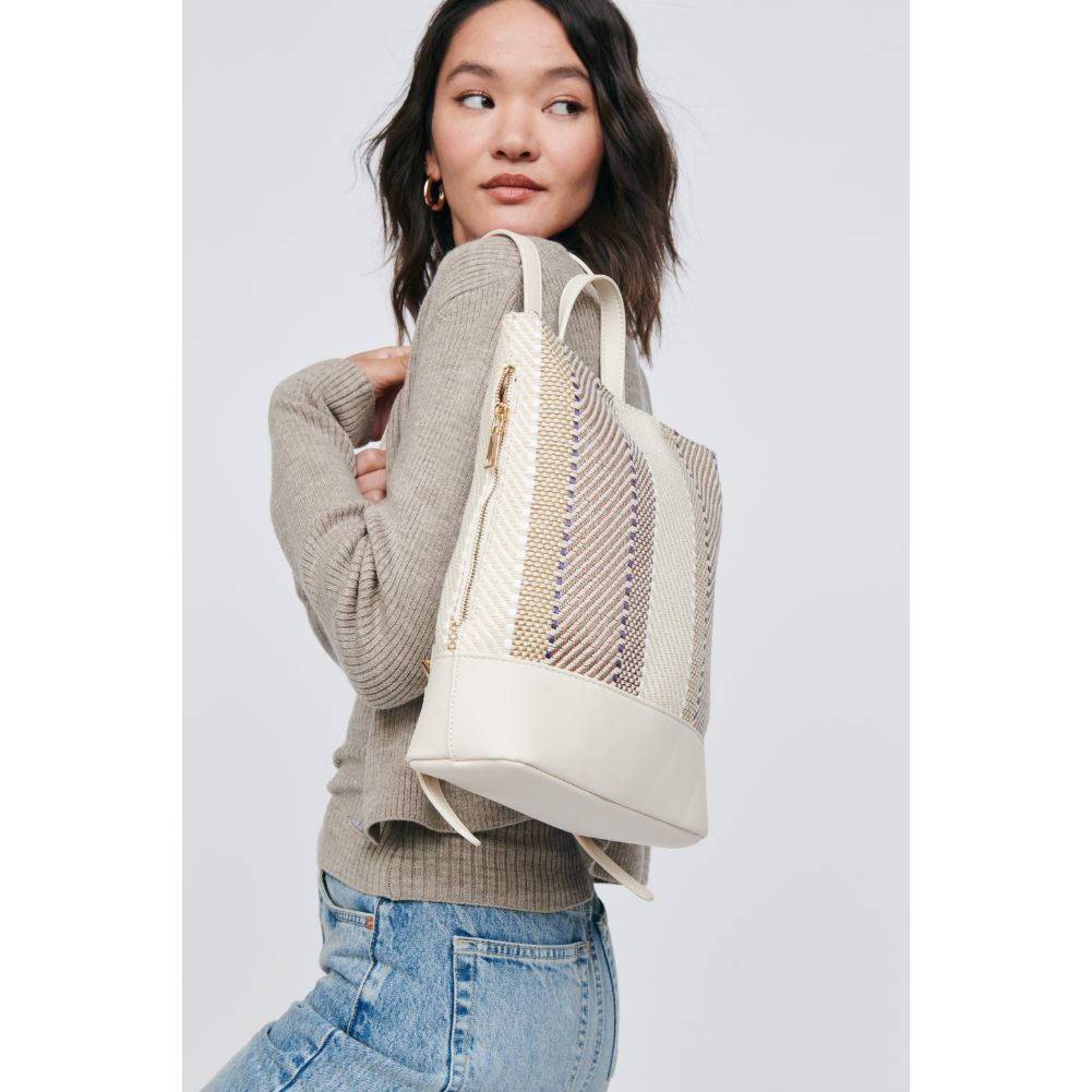 Woman wearing Natural Moda Luxe Elina Backpack 842017129677 View 2 | Natural