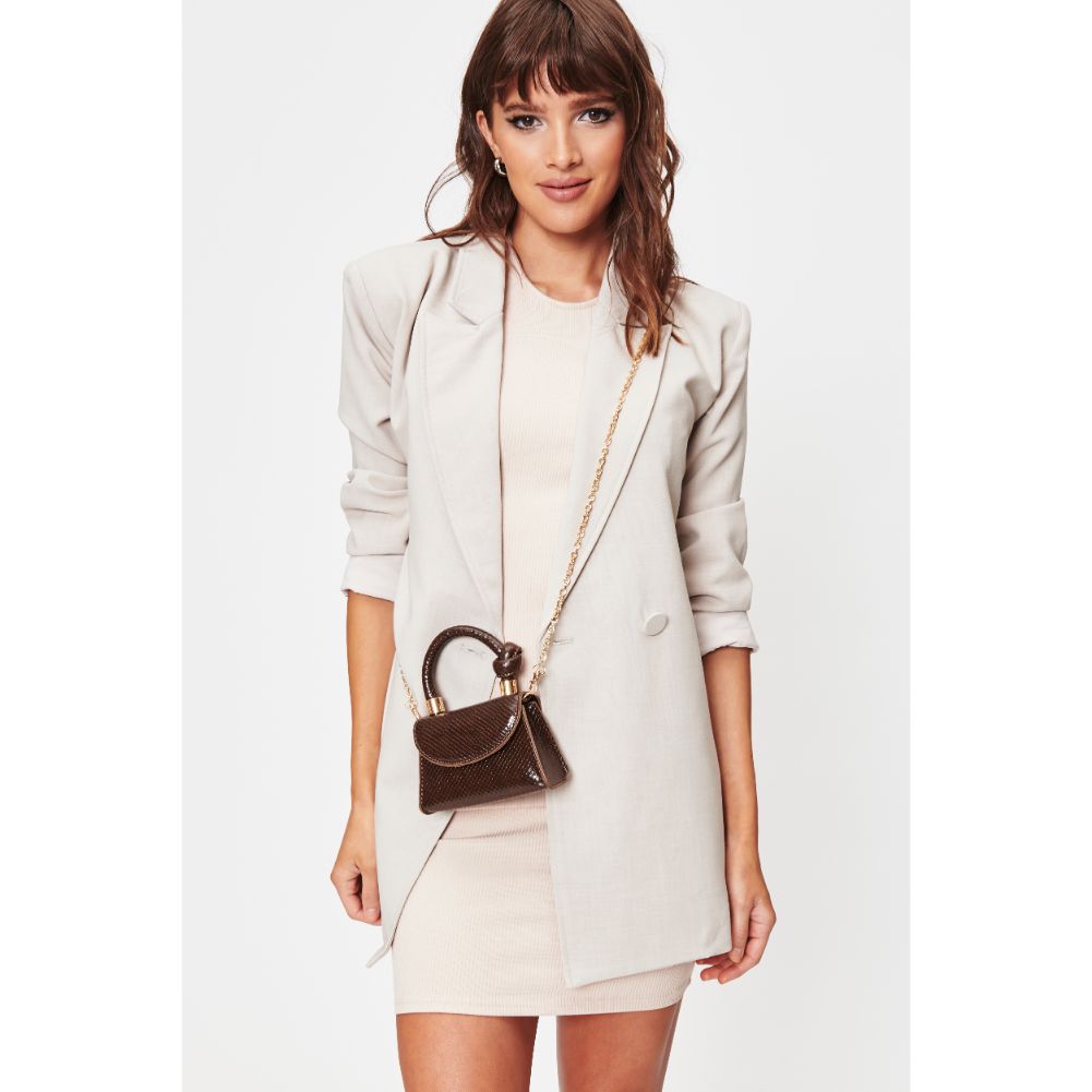 Woman wearing Espresso Moda Luxe Anna Crossbody 842017128458 View 2 | Espresso