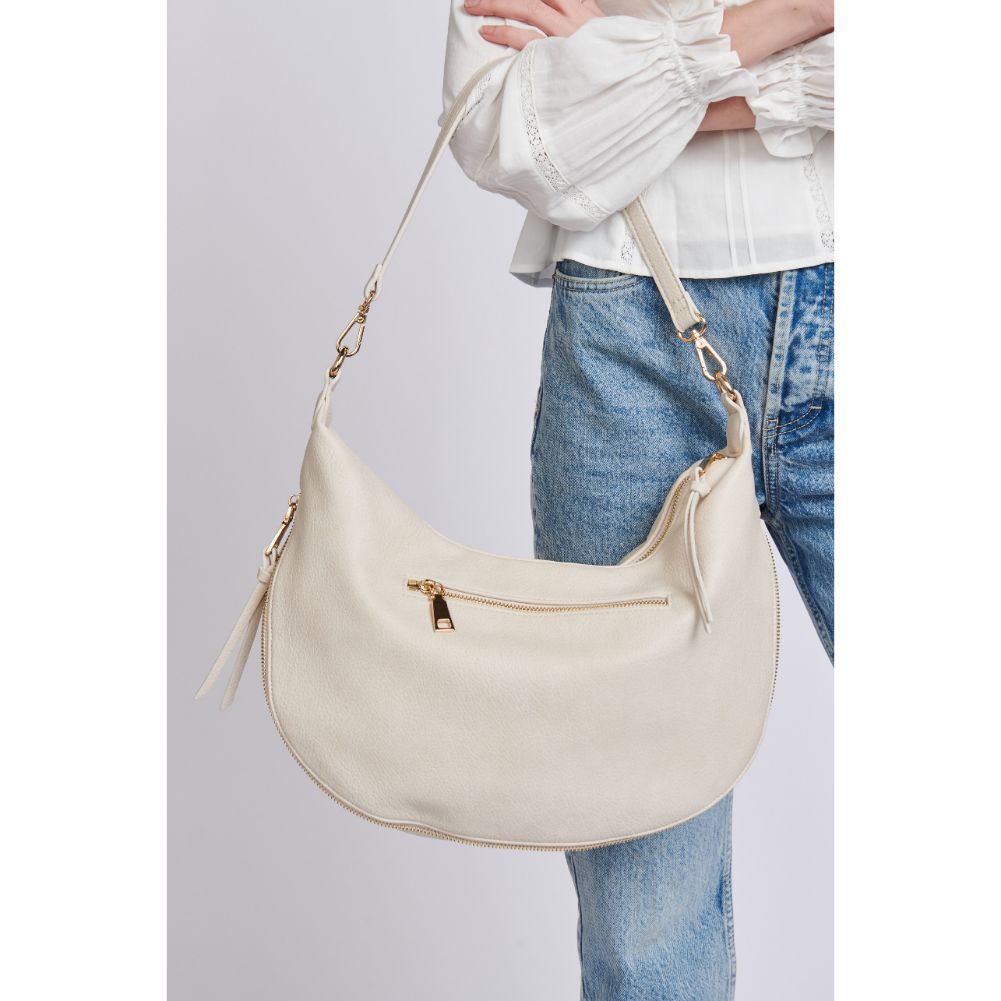 Woman wearing Ivory Moda Luxe Ruby Hobo 842017129387 View 4 | Ivory