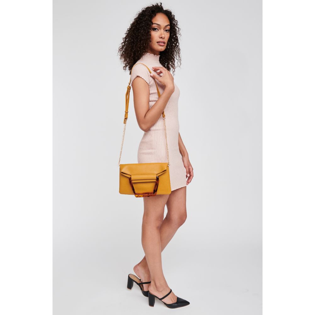 Woman wearing Mustard Moda Luxe Deschanel Crossbody 842017121046 View 4 | Mustard