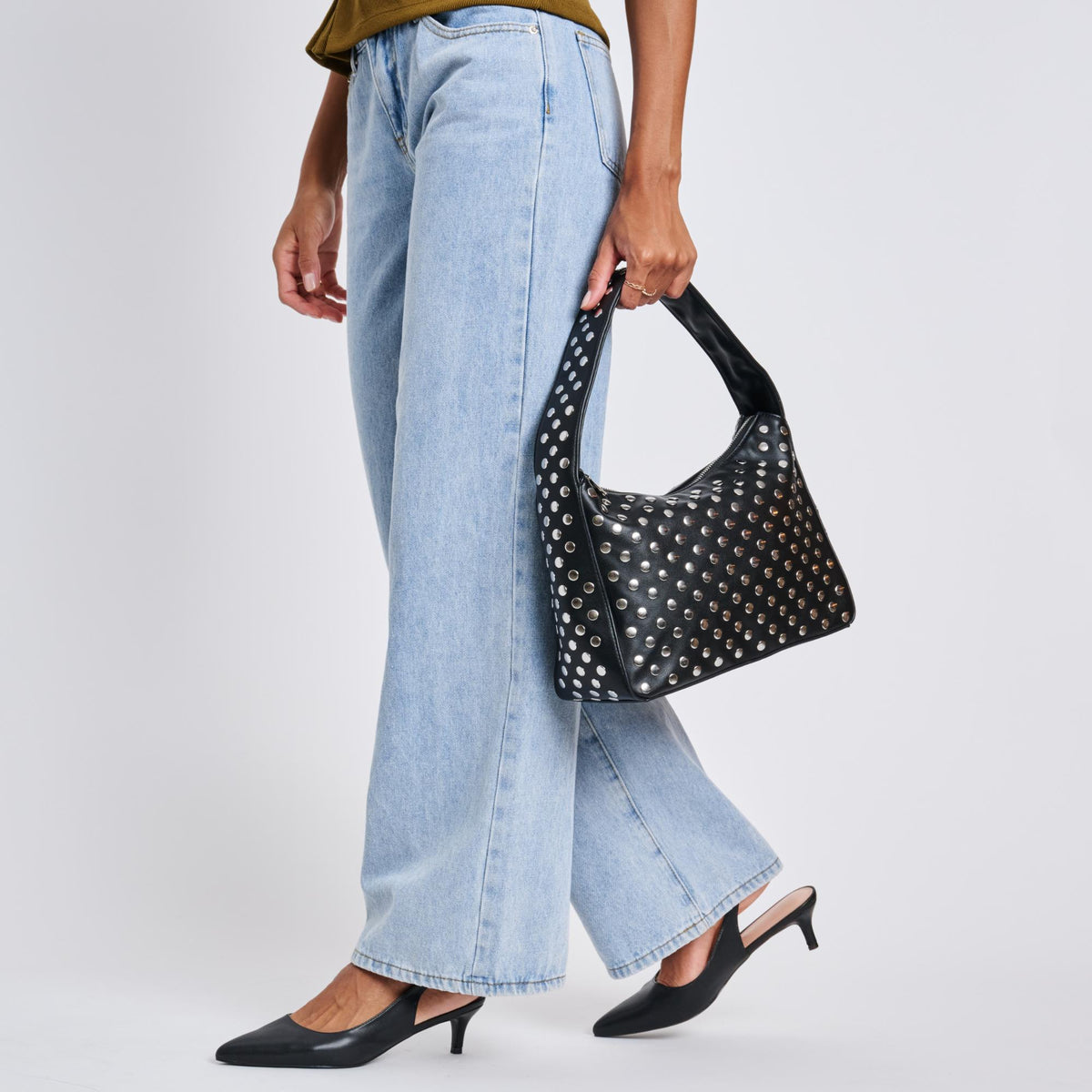 Woman wearing Black Moda Luxe Rebel Crossbody 842017136460 View 2 | Black