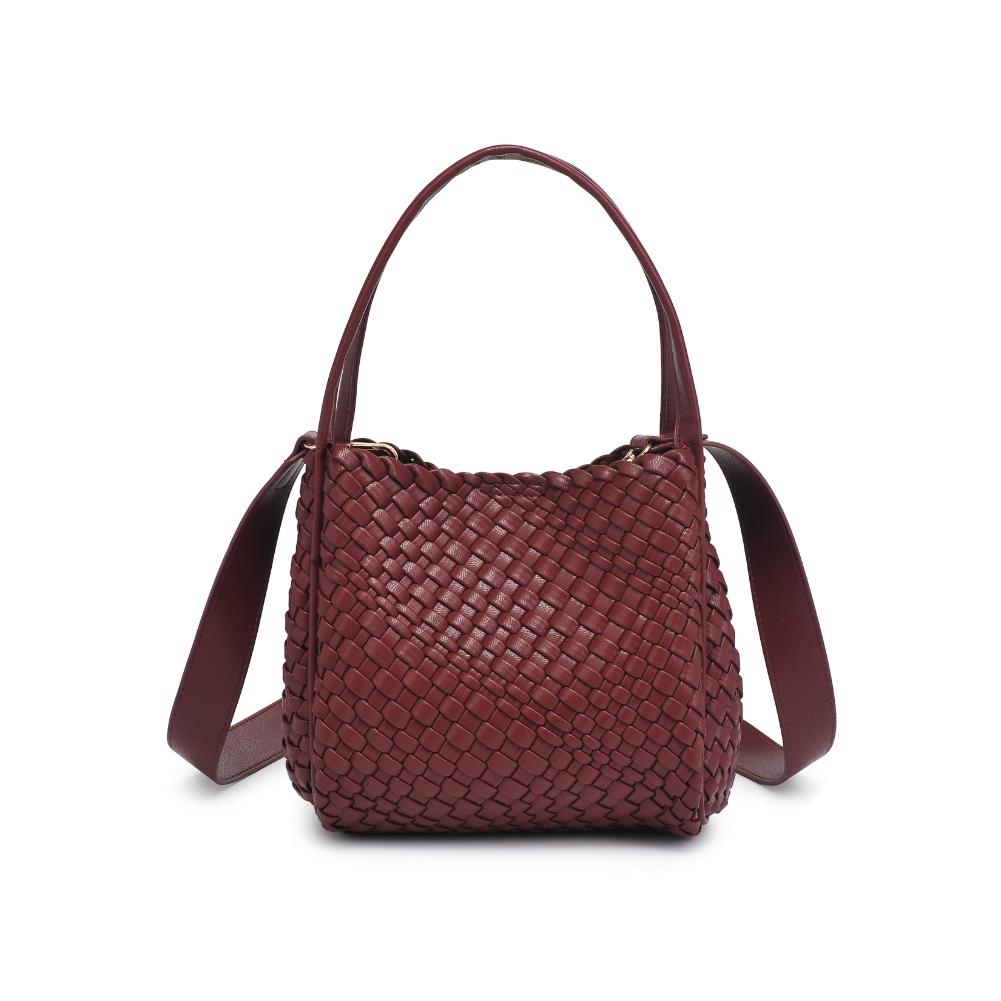Woman wearing Burgundy Moda Luxe Roxy Crossbody 842017136279 View 5 | Burgundy