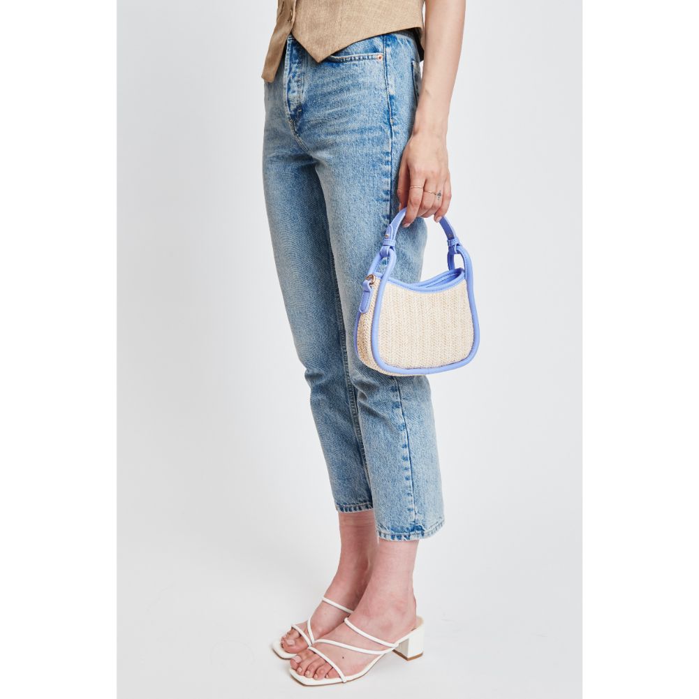 Woman wearing Natural Periwinkle Moda Luxe Aimee Crossbody 842017131205 View 2 | Natural Periwinkle