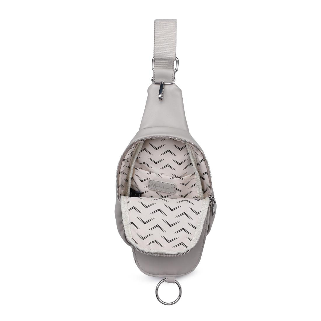 Product Image of Moda Luxe Regina Woven Sling Backpack 842017140115 View 4 | Grey