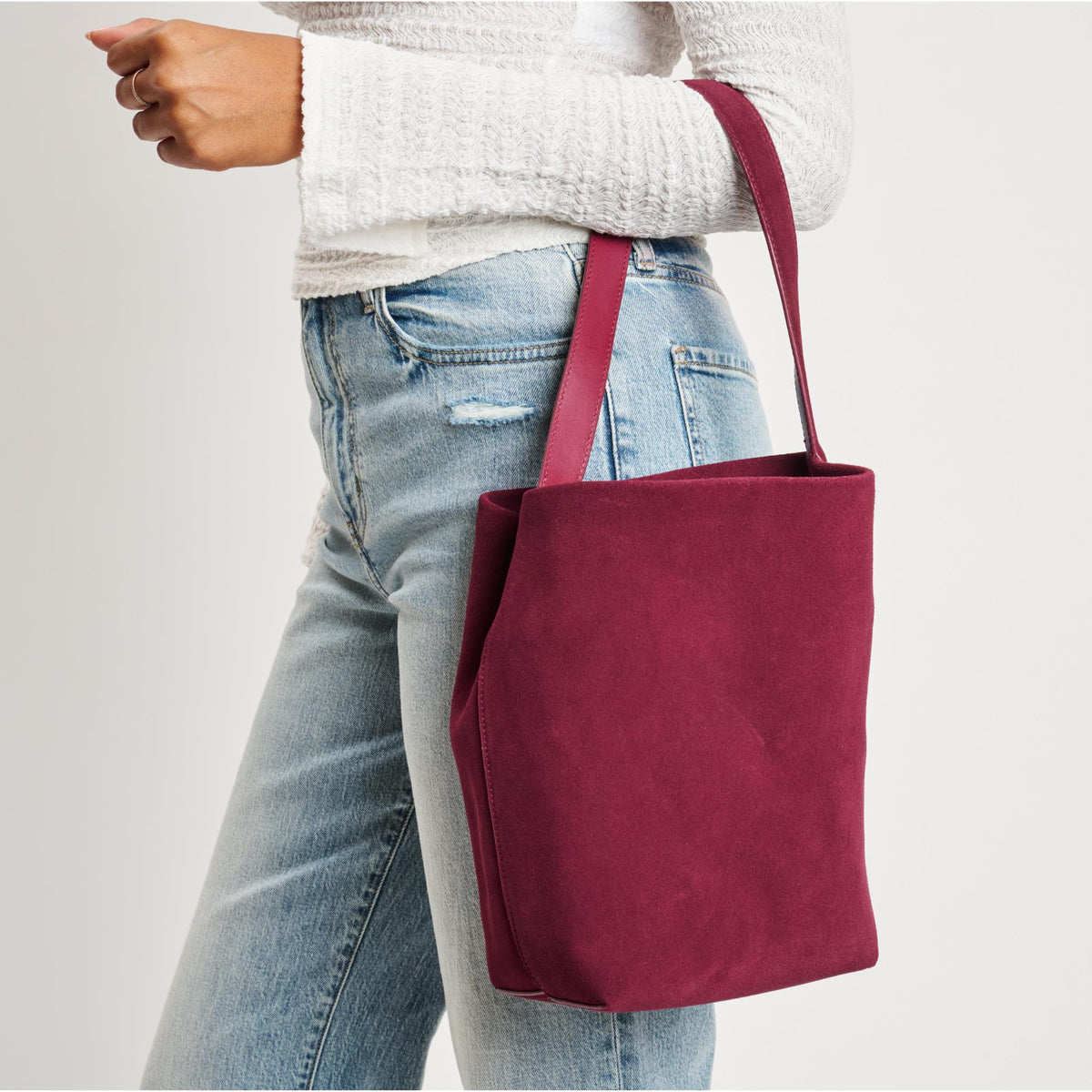 Woman wearing Wine Moda Luxe Colette Bucket 842017138983 View 4 | Wine