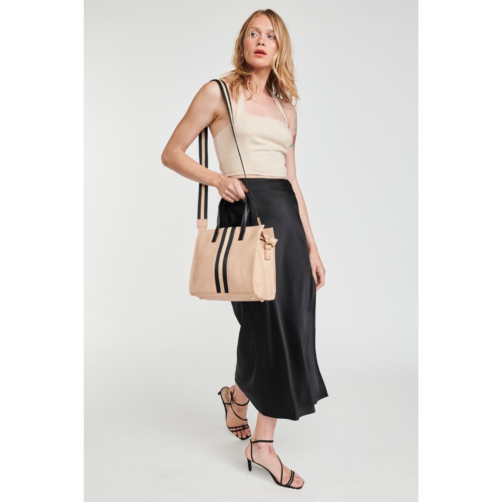 Woman wearing Natural Moda Luxe Jasmine Tote 842017127000 View 3 | Natural
