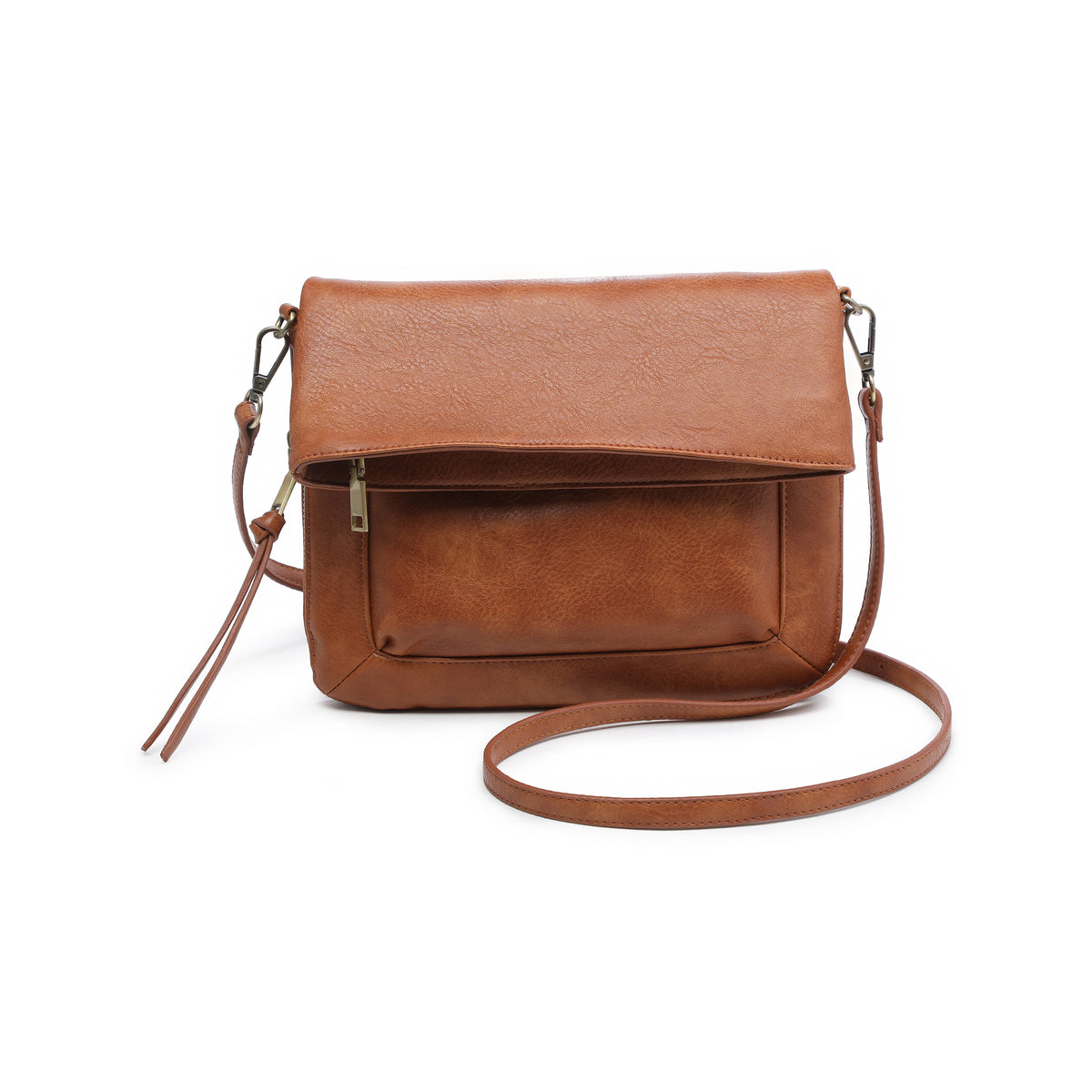 Product Image of Cognac Moda Luxe Easy Foldover Crossbody 842017139850 View 1 | Cognac