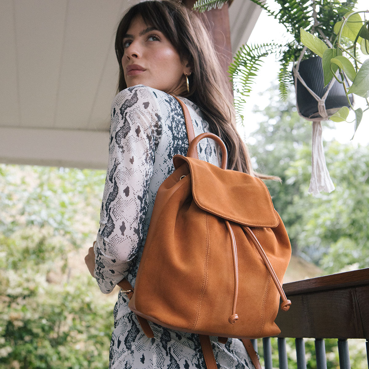 moda luxe heather suede convertible backpack