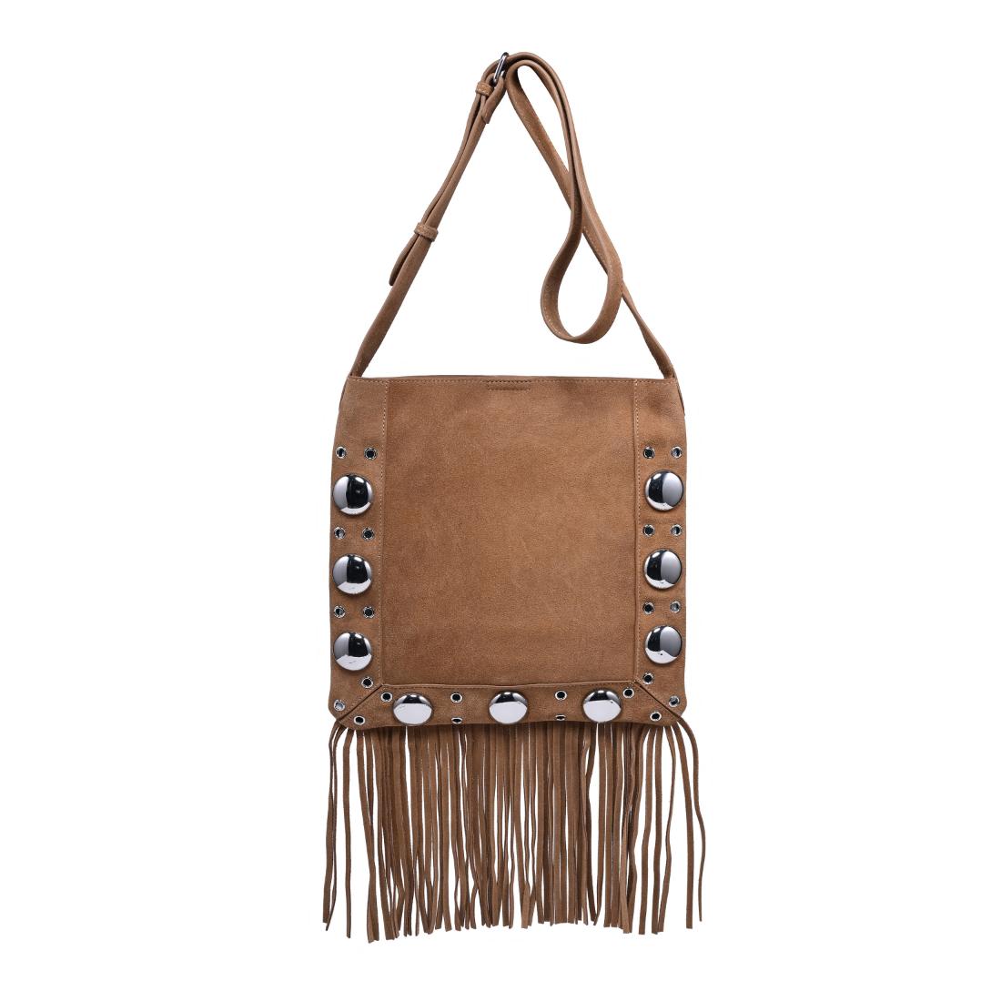 Woman wearing Cognac Moda Luxe Courtney Crossbody 842017140559 View 5 | Cognac