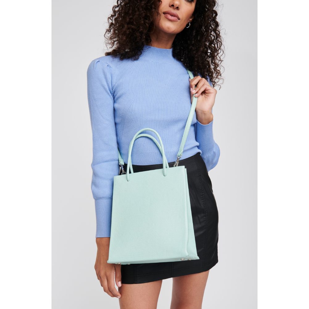 Woman wearing Mint Moda Luxe Piper Tote 842017125129 View 1 | Mint