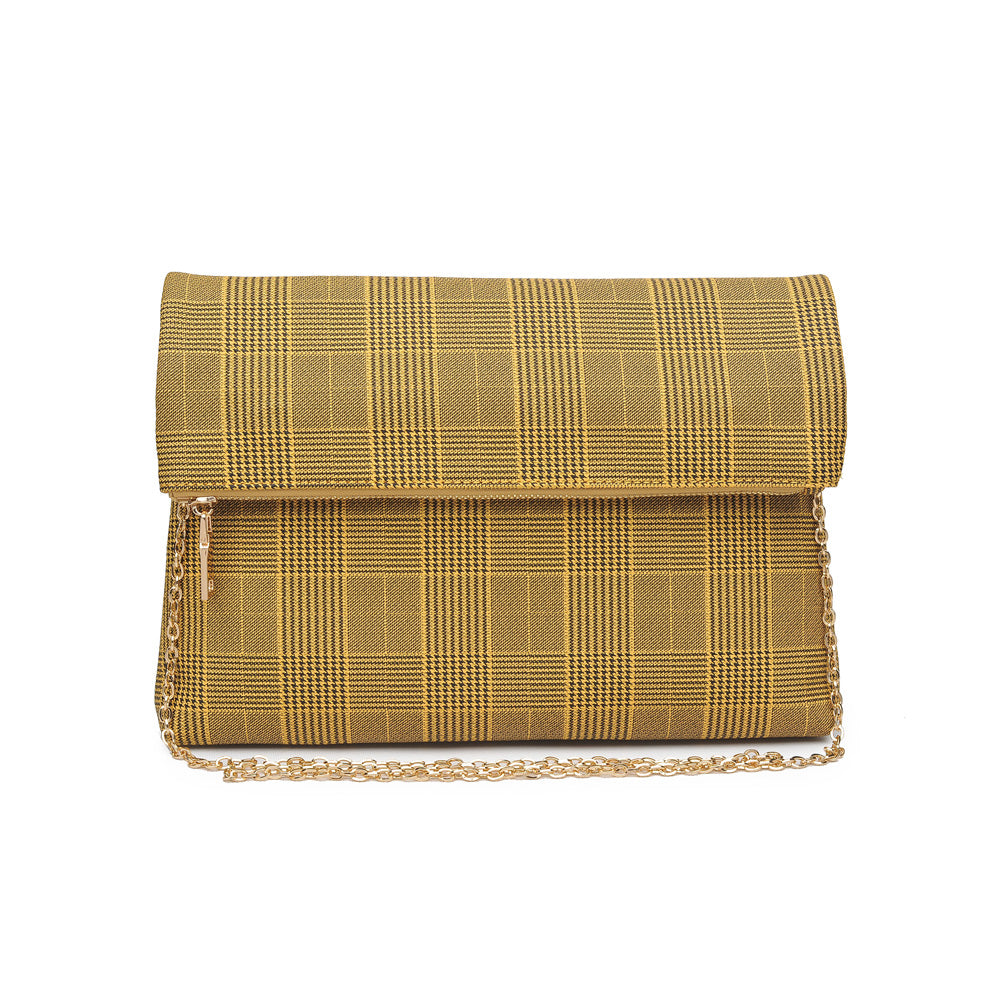 Woman wearing Mustard Moda Luxe Heather Clutch 842017116677 View 2 | Mustard