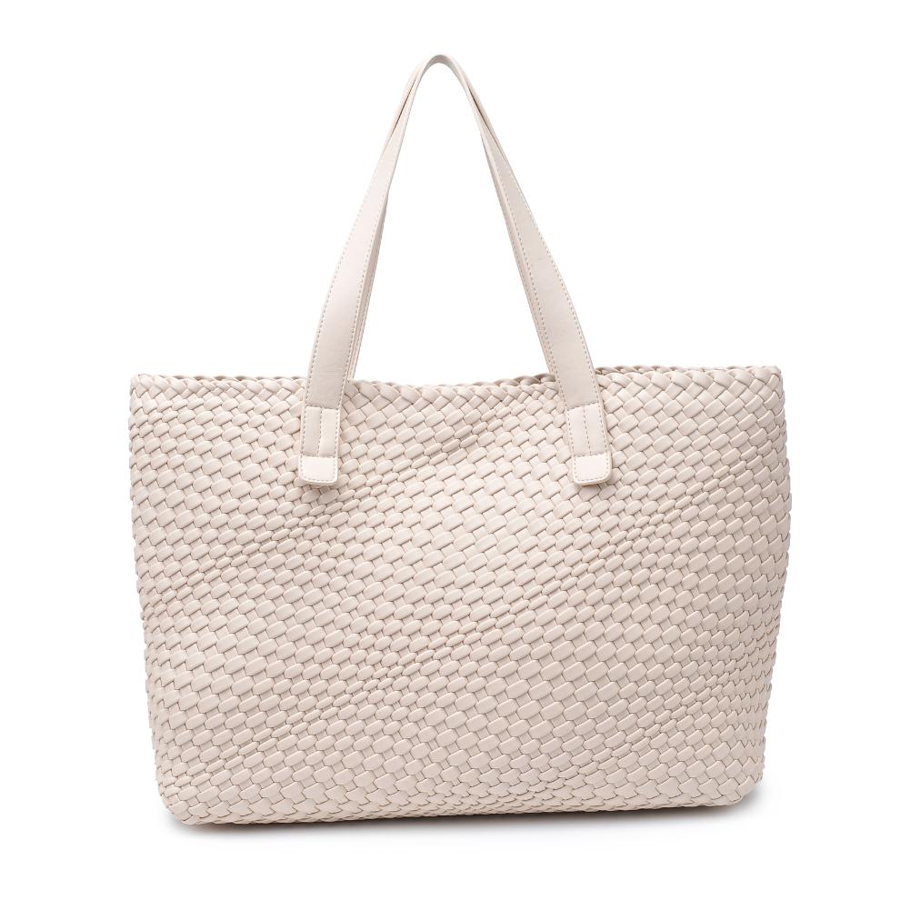 Woman wearing Oatmilk Moda Luxe Piquant Tote 842017135593 View 7 | Oatmilk