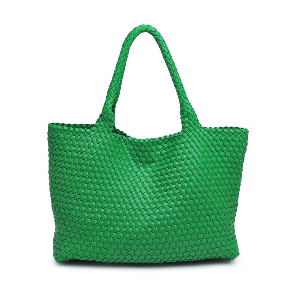 Woman wearing Kelly Green Moda Luxe Solana Tote 842017132981 View 7 | Kelly Green