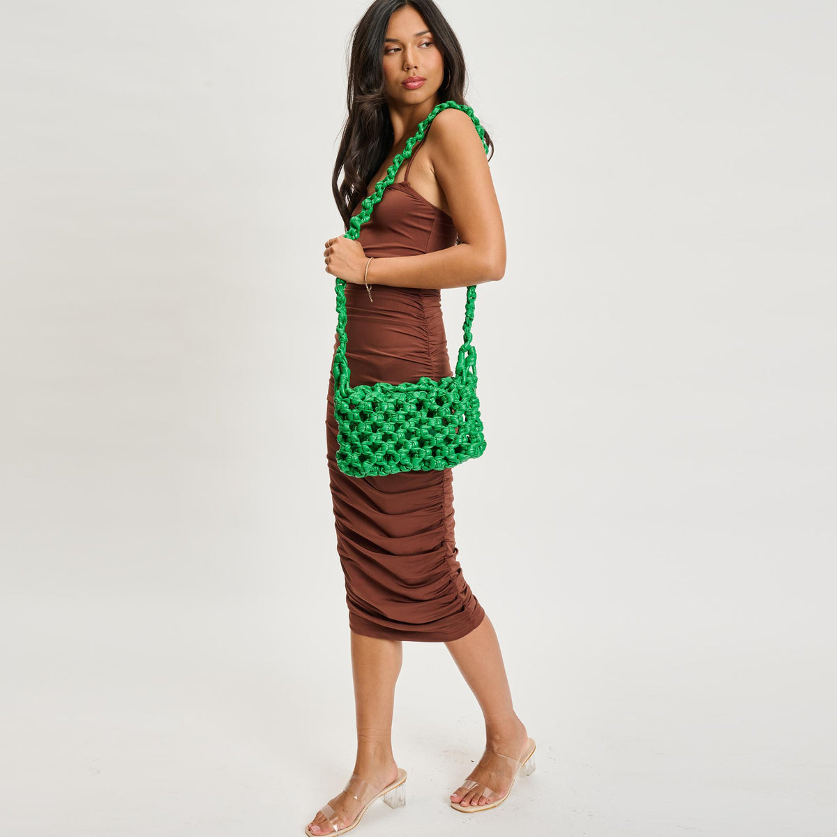 Woman wearing Green Sol and Selene Fashique Crossbody 842017135463 View 3 | Green