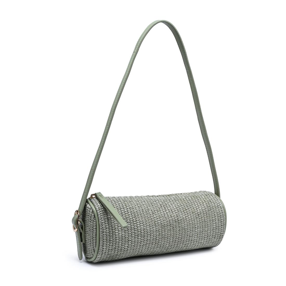 Woman wearing Sage Moda Luxe Mila - Straw Shoulder Bag 842017141686 View 6 | Sage