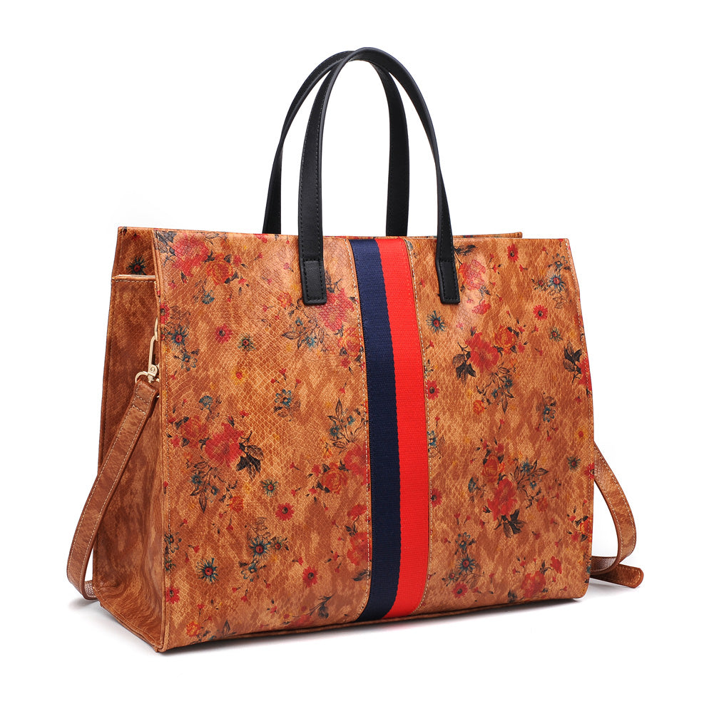 Product Image of Moda Luxe Julian Print Tote 842017118527 View 6 | Tan