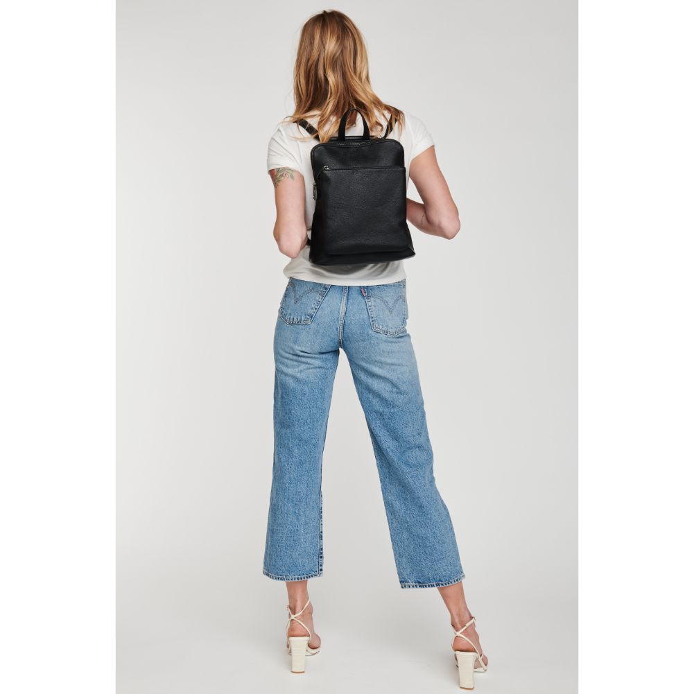 Woman wearing Black Moda Luxe Phoebe Backpack 842017126591 View 4 | Black