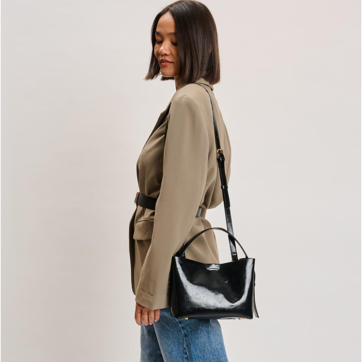 Woman wearing Black Sol and Selene Sophie Crossbody 842017139478 View 1 | Black