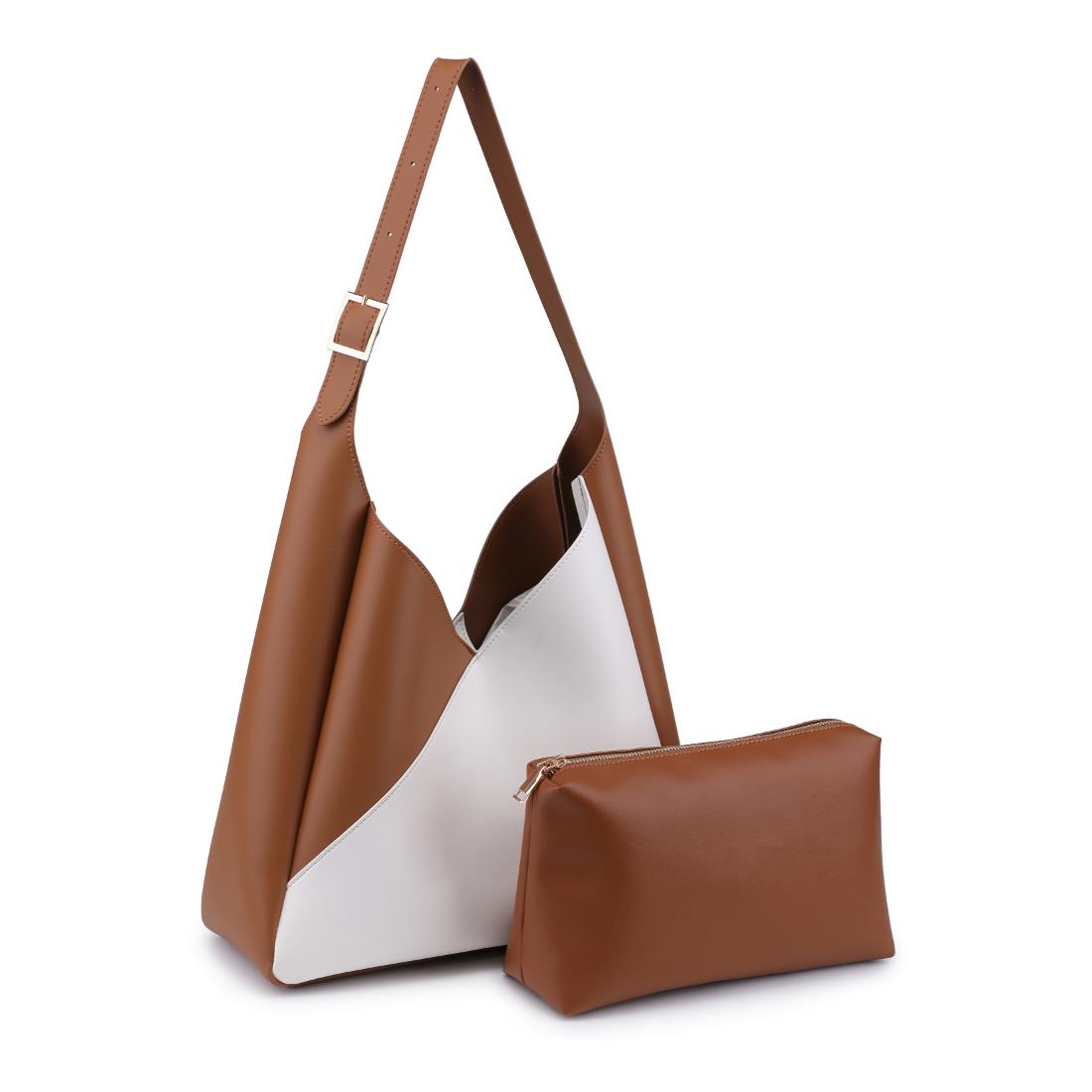 Woman wearing Ivory Tan Moda Luxe Frankie Hobo 842017138532 View 6 | Ivory Tan