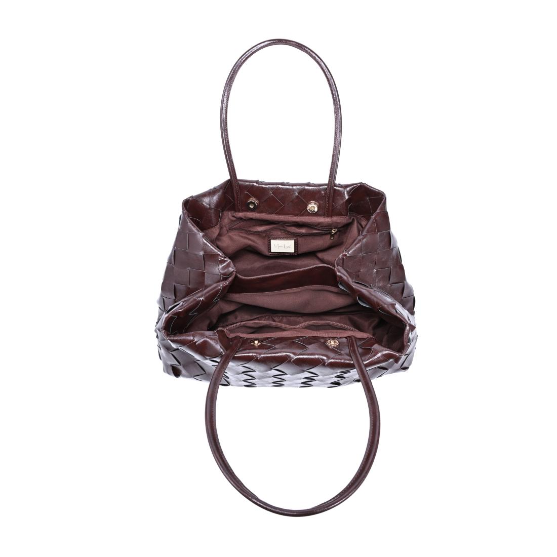 Woman wearing Espresso Moda Luxe Elsy Satchel 842017140948 View 9 | Espresso