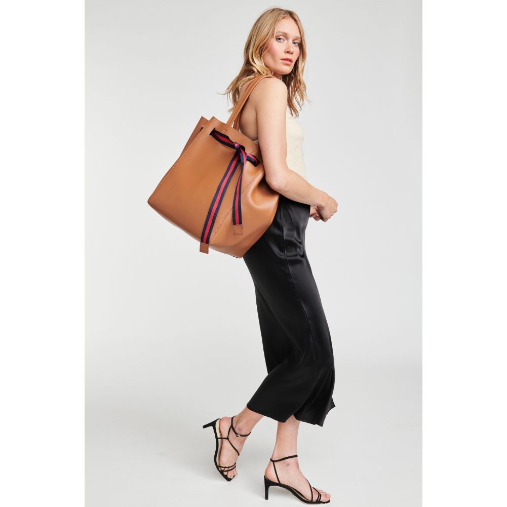 Woman wearing Tan Moda Luxe Dutchess Tote 842017118800 View 2 | Tan