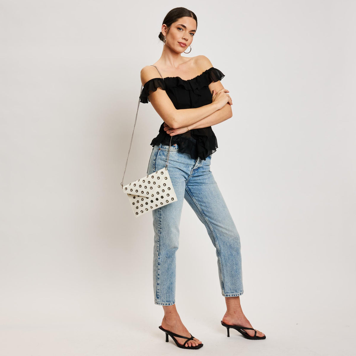 Woman wearing White Moda Luxe Ramona Crossbody 842017138792 View 4 | White