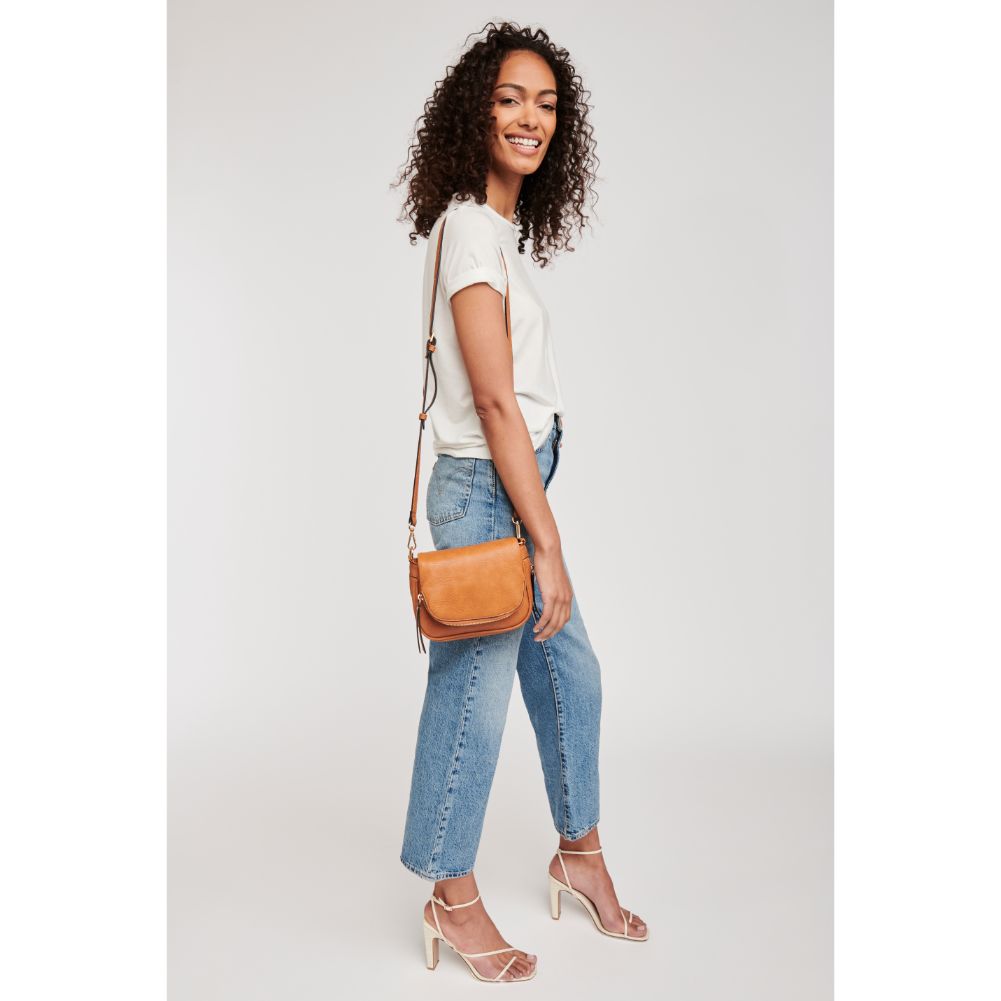 Woman wearing Tan Moda Luxe Diva Crossbody 842017114864 View 4 | Tan