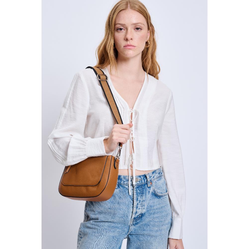 Woman wearing Tan Sol and Selene Modaire Crossbody 842017134893 View 1 | Tan